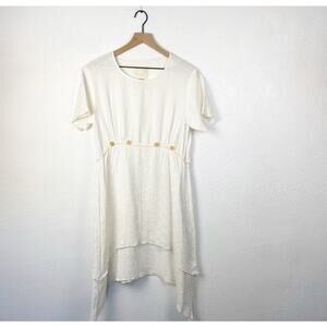 Nooshin cream knit art to wear lagenlook tunic top small